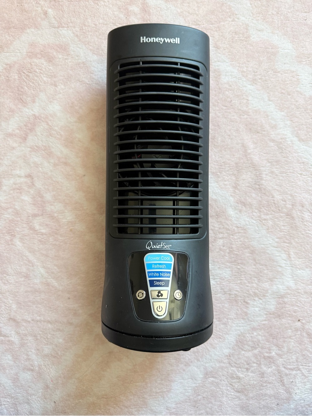 Honeywell QuietSet Mini Black Tower Desktop Fan Oscillating Multi-Speed, Timer
